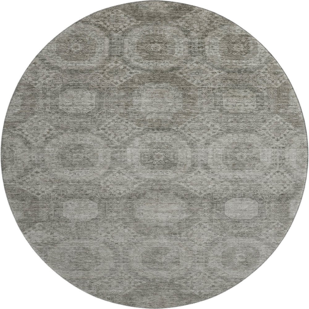 Premium Machine Washable Mayfield AMF1925 Gray 8' x 8' Round Rug