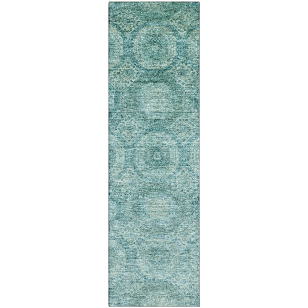 Premium Machine Washable Mayfield AMF1925 Teal 2'3" x 7'6" Runner Rug