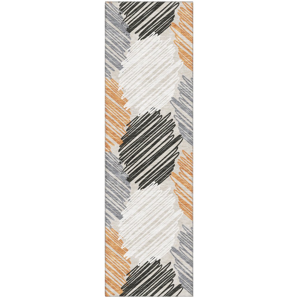 Premium Machine Washable Mayfield AMF1942 Orange 2'3" x 7'6" Runner Rug