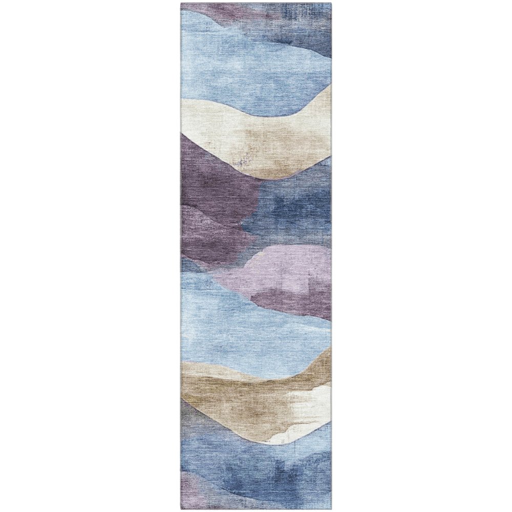 Premium Machine Washable Mayfield AMF1966 Blue 2'3" x 7'6" Runner Rug