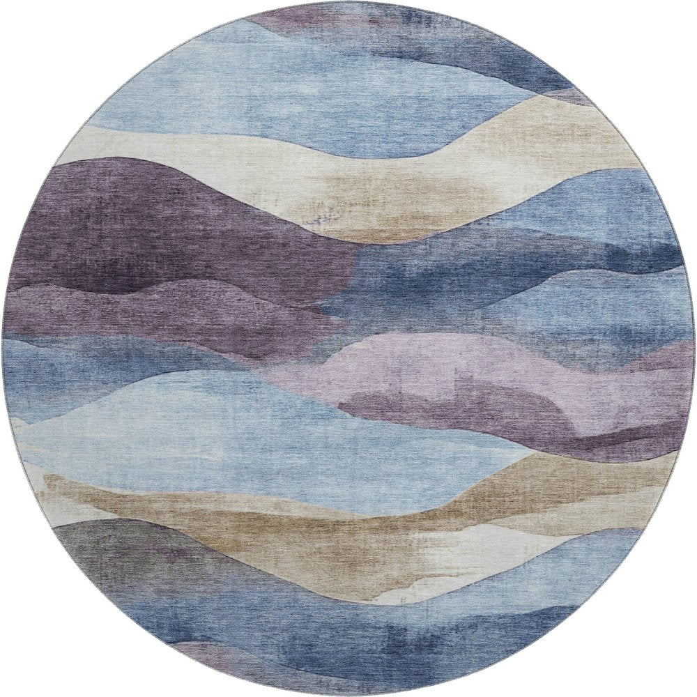 Premium Machine Washable Mayfield AMF1966 Blue 8' x 8' Round Rug