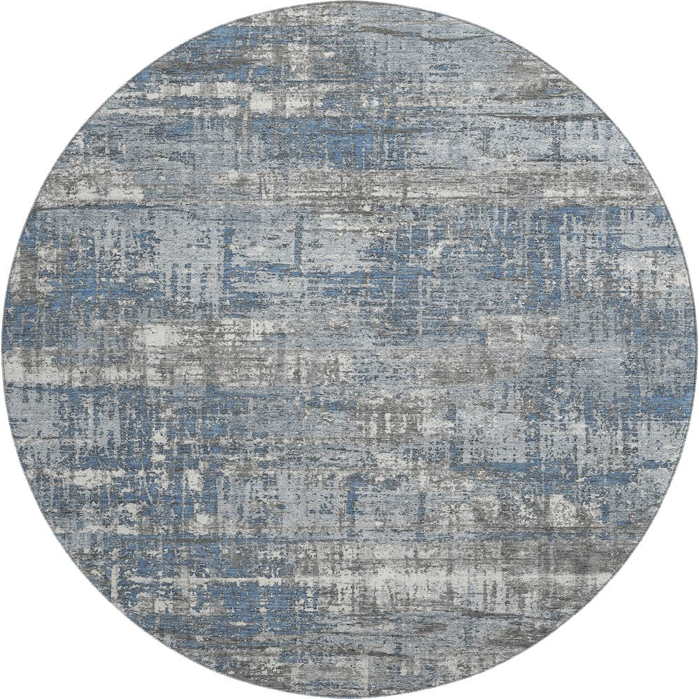 Premium Machine Washable Mayfield AMF1969 Blue 8' x 8' Round Rug