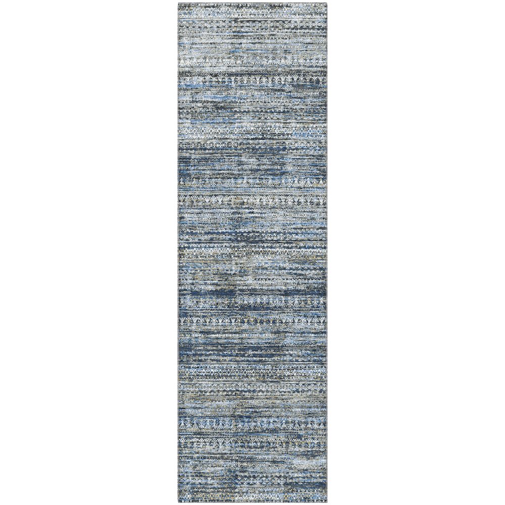 Premium Machine Washable Mayfield AMF1971 Blue 2'3" x 7'6" Runner Rug
