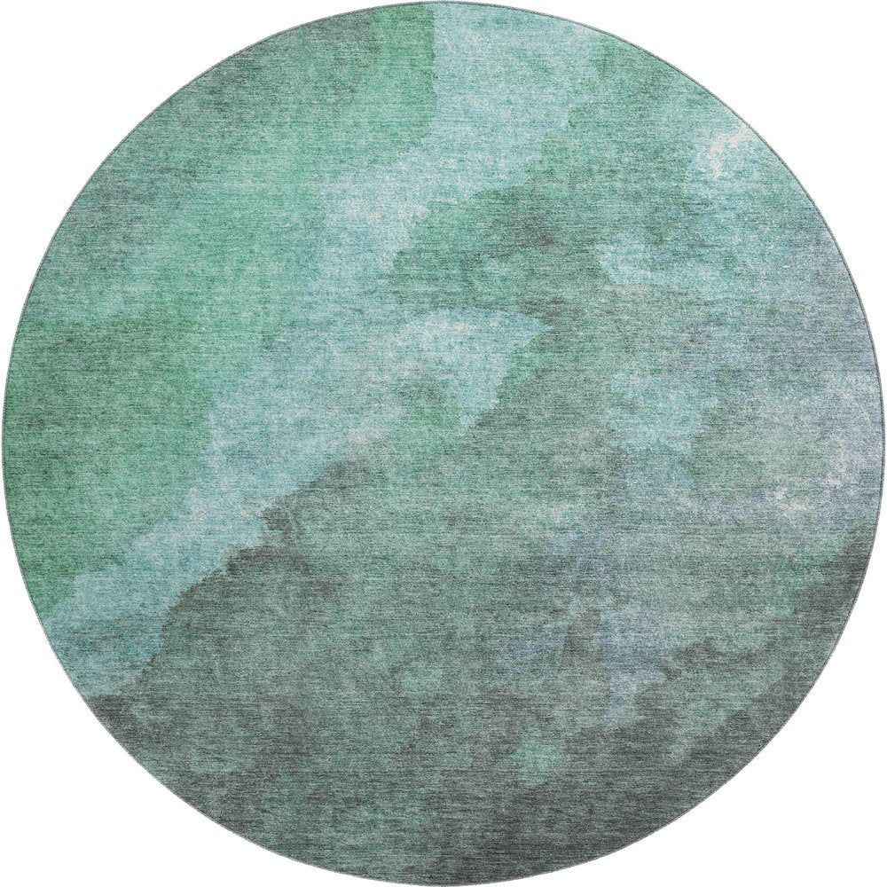 Premium Machine Washable Mayfield AMF1983 Teal 8' x 8' Round Rug