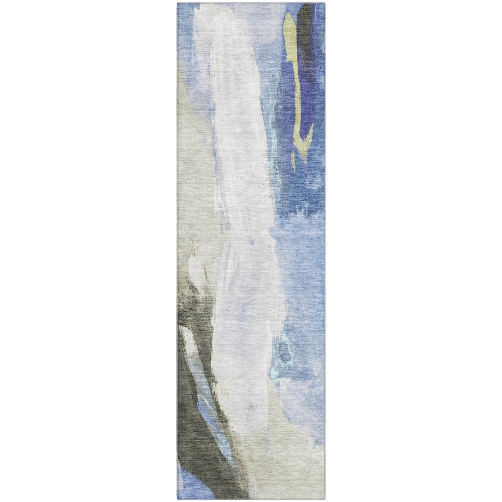 Premium Machine Washable Mayfield AMF1987 Blue 2'3" x 7'6" Runner Rug