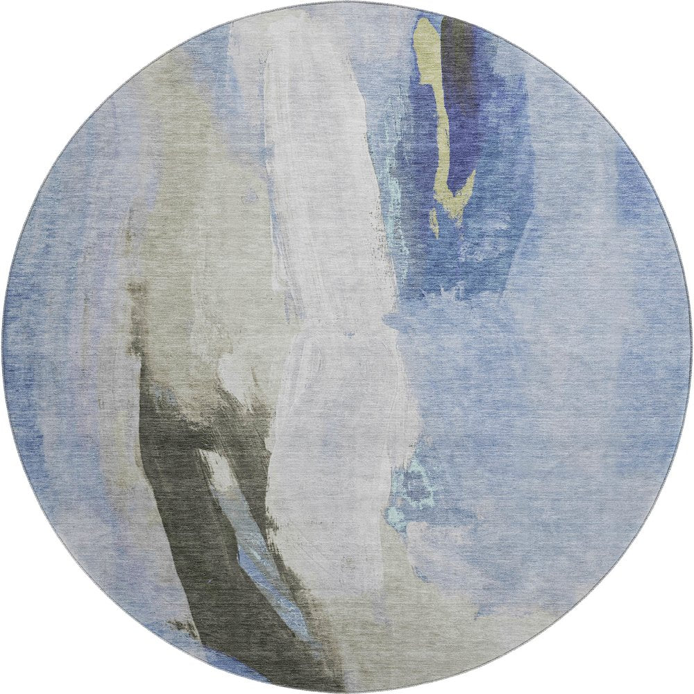 Premium Machine Washable Mayfield AMF1987 Blue 8' x 8' Round Rug