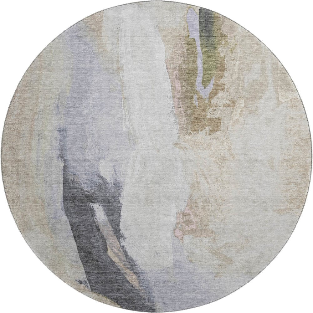 Premium Machine Washable Mayfield AMF1987 Ivory 8' x 8' Round Rug