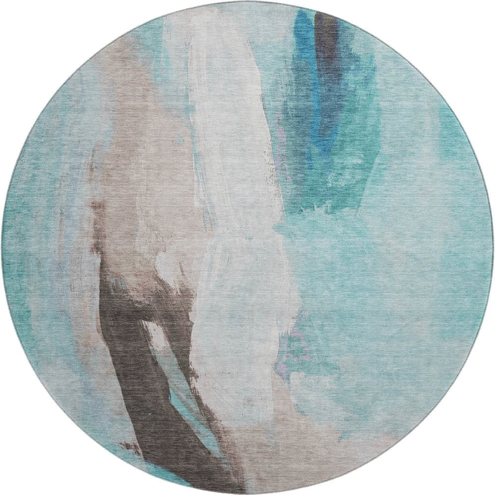 Premium Machine Washable Mayfield AMF1987 Teal 8' x 8' Round Rug