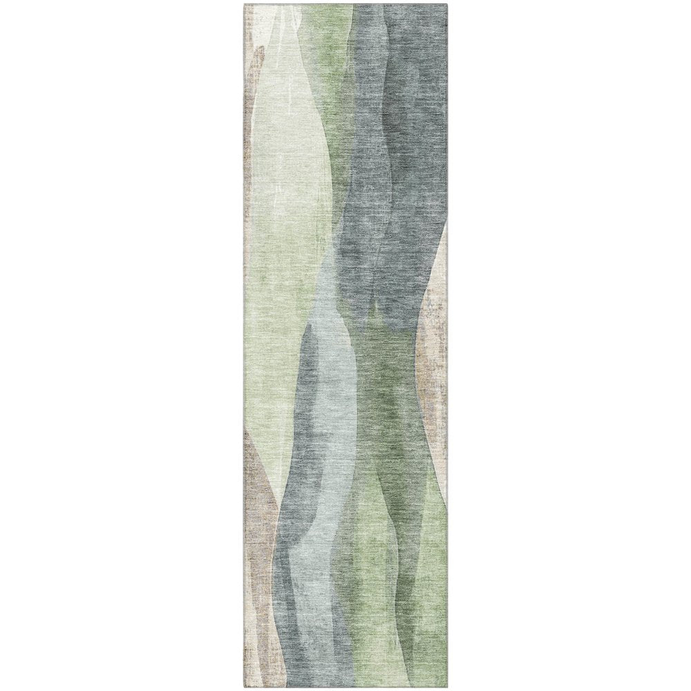 Premium Machine Washable Mayfield AMF1989 Green 2'3" x 7'6" Runner Rug