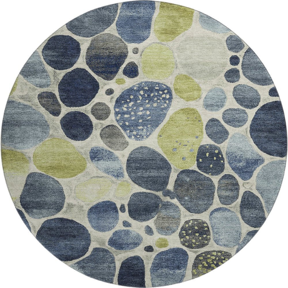 Premium Machine Washable Mayfield AMF1993 Blue 8' x 8' Round Rug
