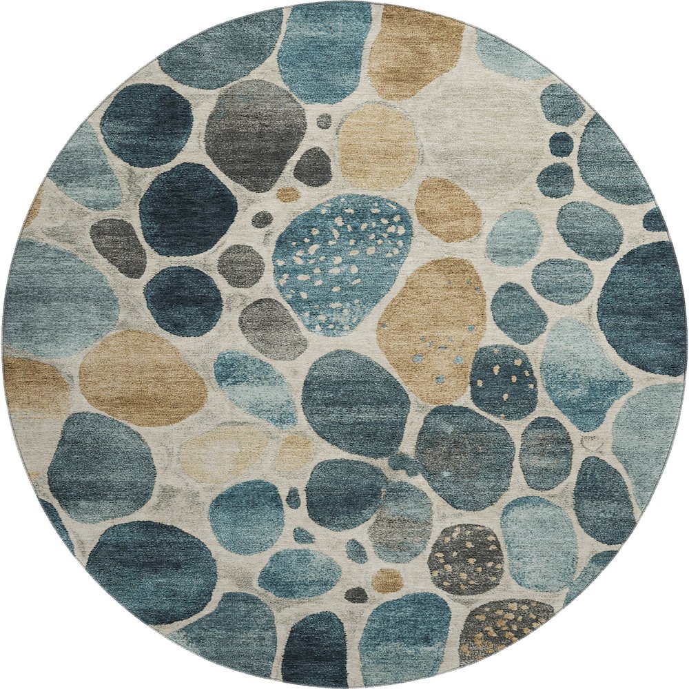 Premium Machine Washable Mayfield AMF1993 Teal 8' x 8' Round Rug