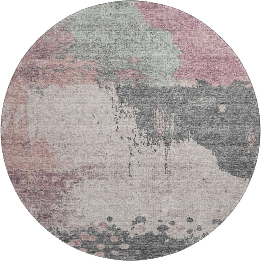 Premium Machine Washable Mayfield AMF1994 Pink 8' x 8' Round Rug