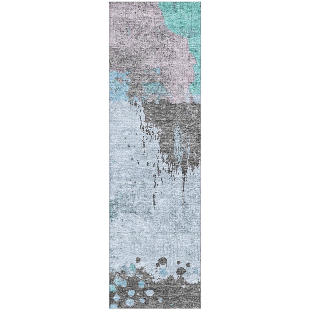 Premium Machine Washable Mayfield AMF1994 Teal 2'3" x 7'6" Runner Rug