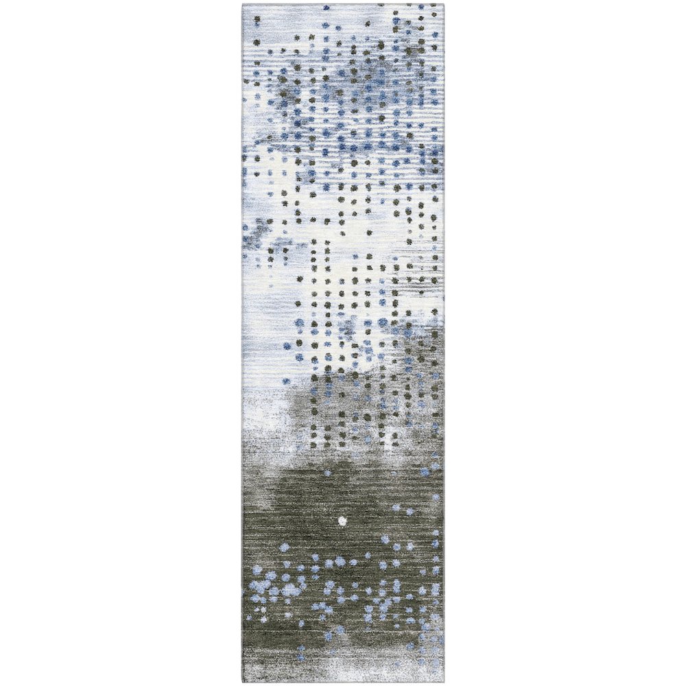 Premium Machine Washable Mayfield AMF1995 Blue 2'3" x 7'6" Runner Rug