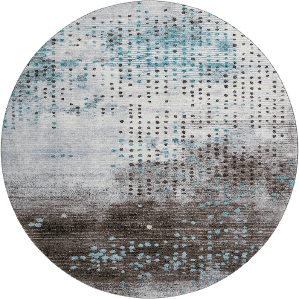 Premium Machine Washable Mayfield AMF1995 Teal 8' x 8' Round Rug
