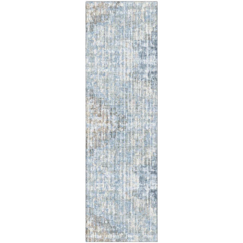 Premium Machine Washable Mayfield AMF1996 Blue 2'3" x 7'6" Runner Rug