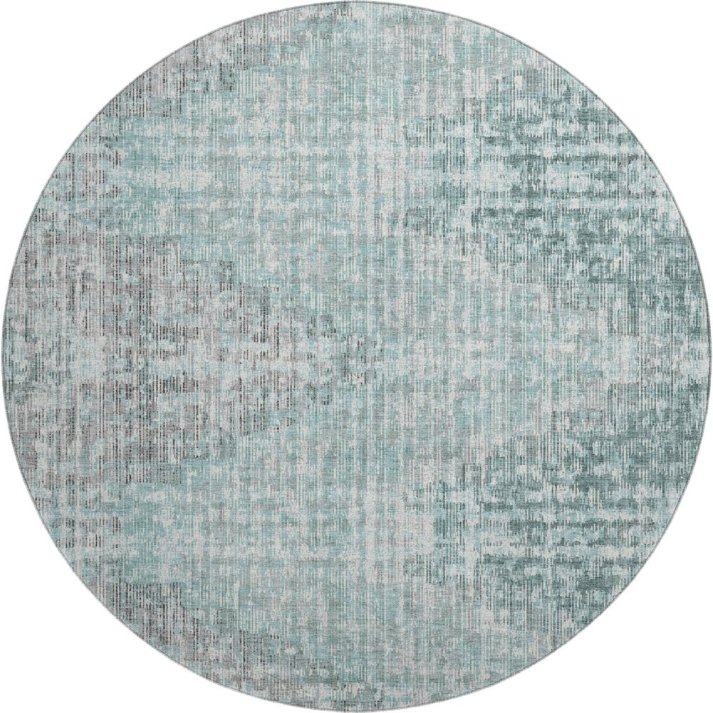 Premium Machine Washable Mayfield AMF1996 Teal 8' x 8' Round Rug