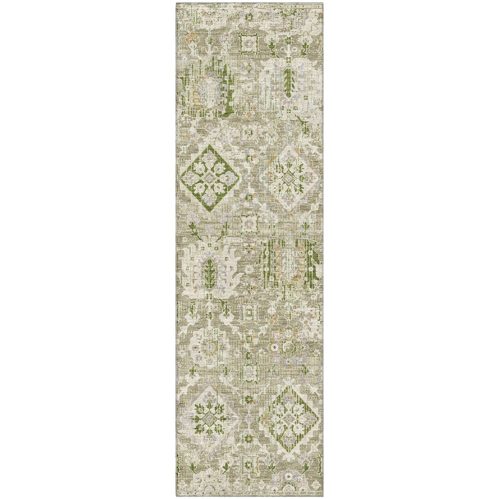 Premium Machine Washable Mayfield AMF1998 Green 2'3" x 7'6" Runner Rug