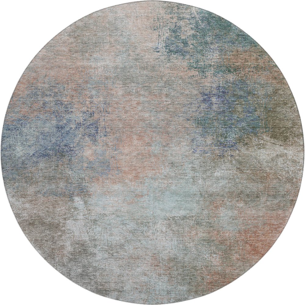 Premium Machine Washable Mayfield AMF1999 Orange 8' x 8' Round Rug