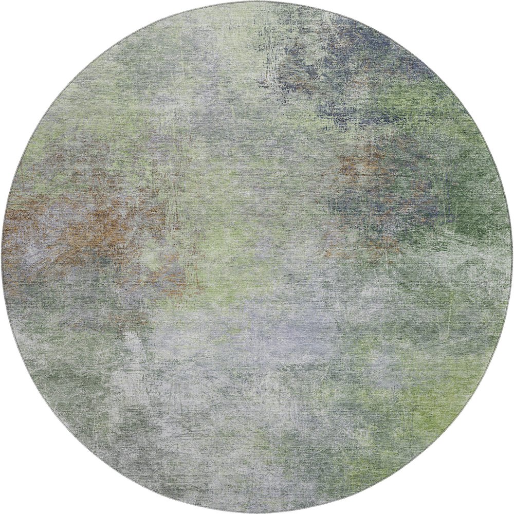 Premium Machine Washable Mayfield AMF1999 Green 8' x 8' Round Rug
