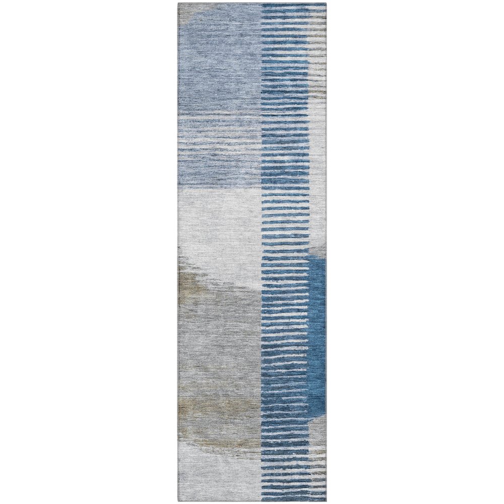 Premium Machine Washable Mayfield AMF2001 Blue 2'3" x 7'6" Runner Rug