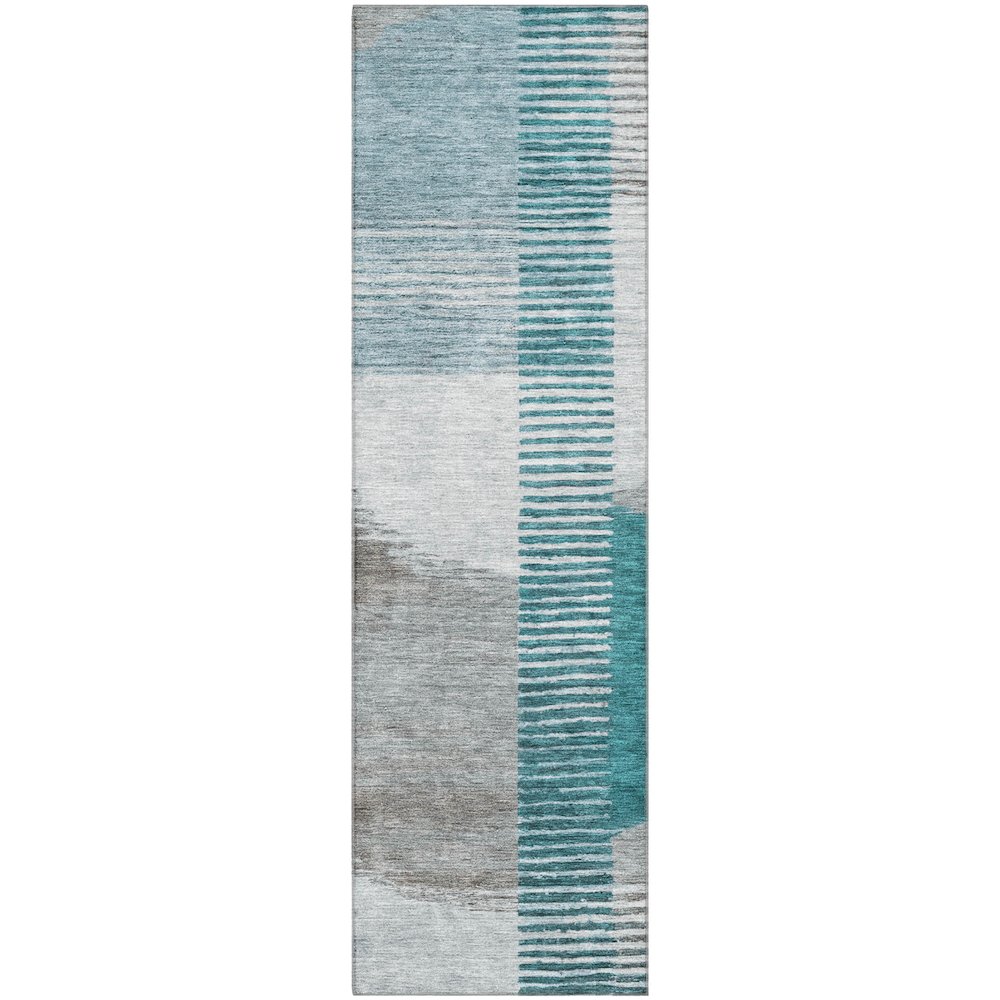 Premium Machine Washable Mayfield AMF2001 Teal 2'3" x 7'6" Runner Rug