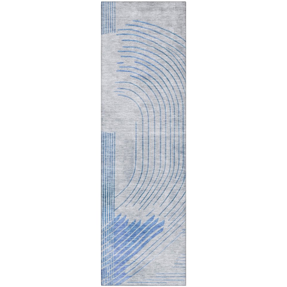 Premium Machine Washable Mayfield AMF2003 Blue 2'3" x 7'6" Runner Rug