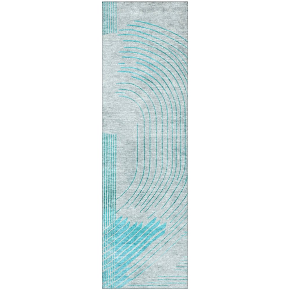 Premium Machine Washable Mayfield AMF2003 Teal 2'3" x 7'6" Runner Rug