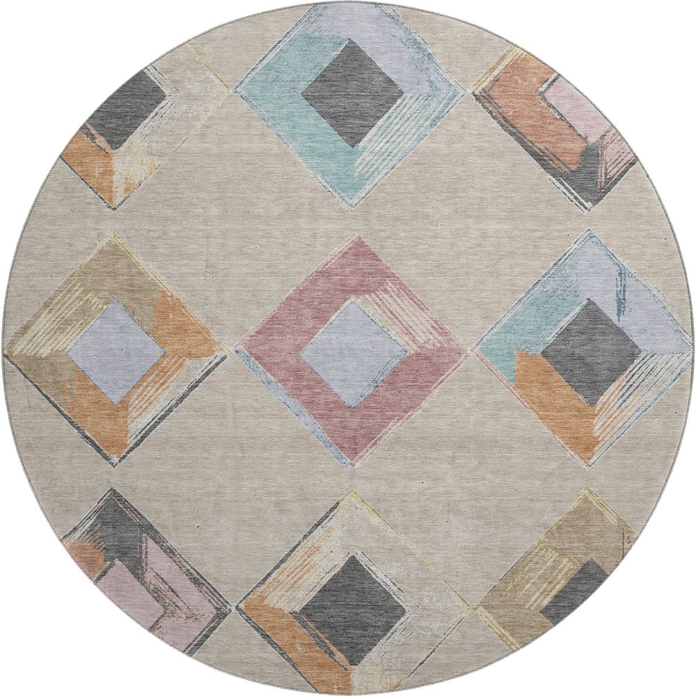 Premium Machine Washable Mayfield AMF2004 Brown 8' x 8' Round Rug