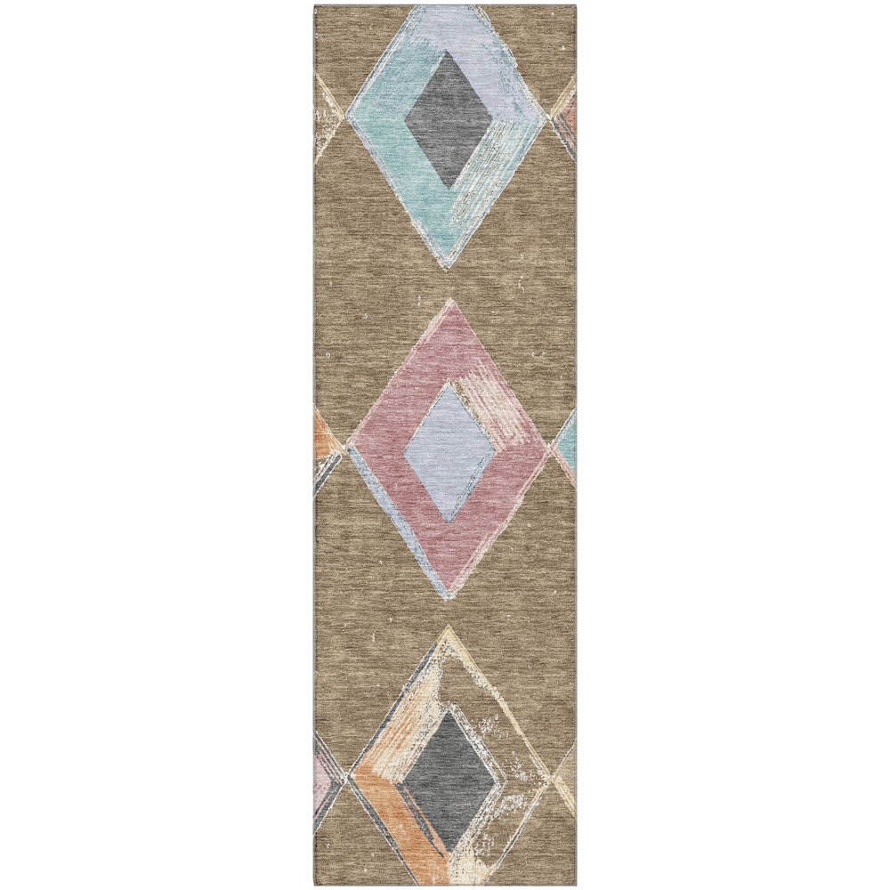 Premium Machine Washable Mayfield AMF2004 Brown 2'3" x 7'6" Runner Rug
