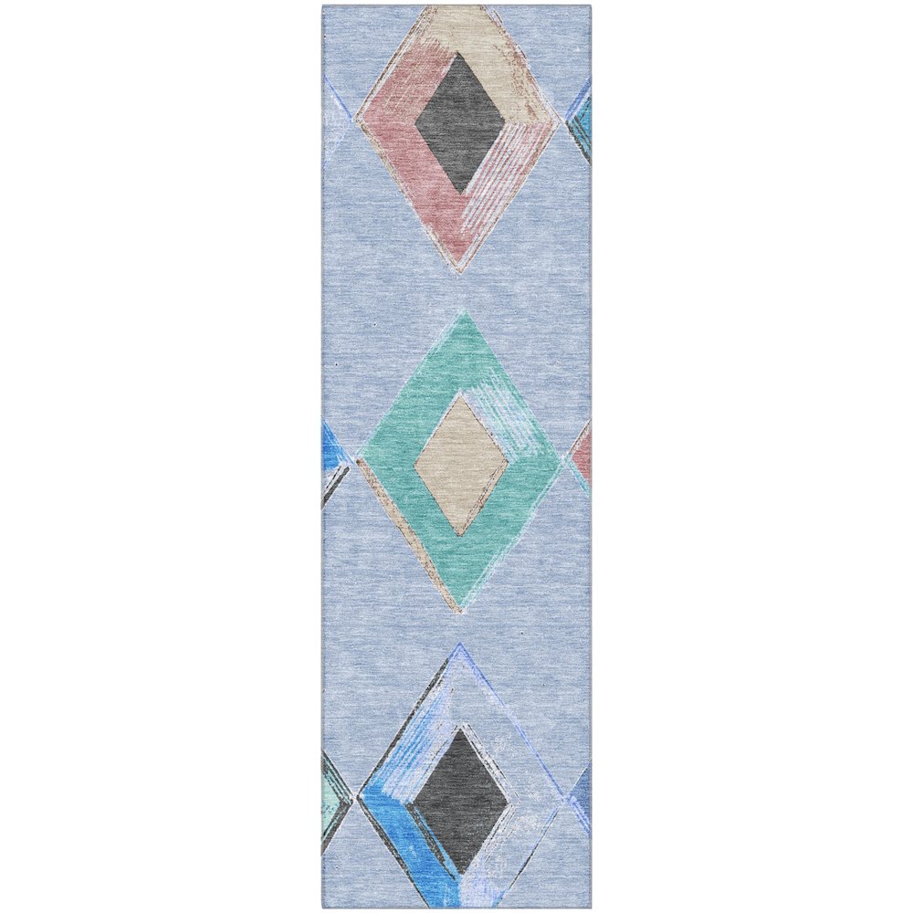 Premium Machine Washable Mayfield AMF2004 Blue 2'3" x 7'6" Runner Rug