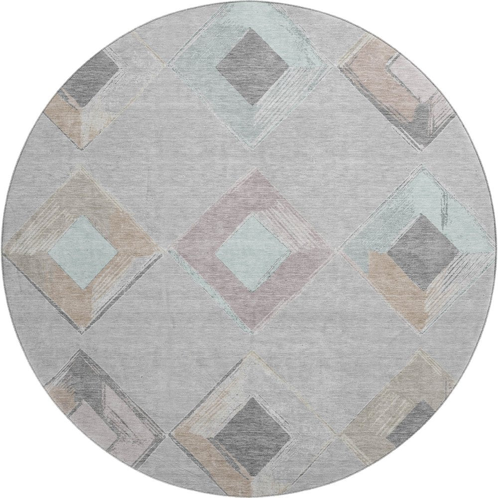 Premium Machine Washable Mayfield AMF2004 Gray 8' x 8' Round Rug