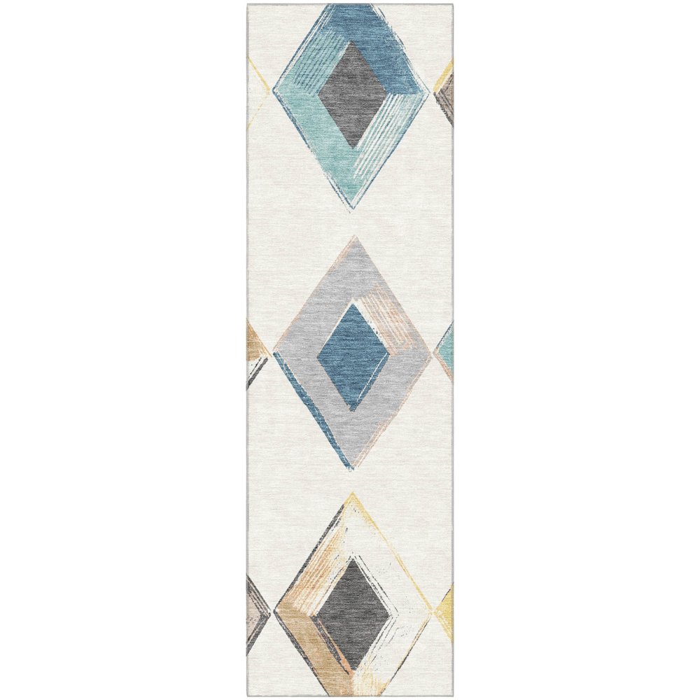 Premium Machine Washable Mayfield AMF2004 Ivory 2'3" x 7'6" Runner Rug