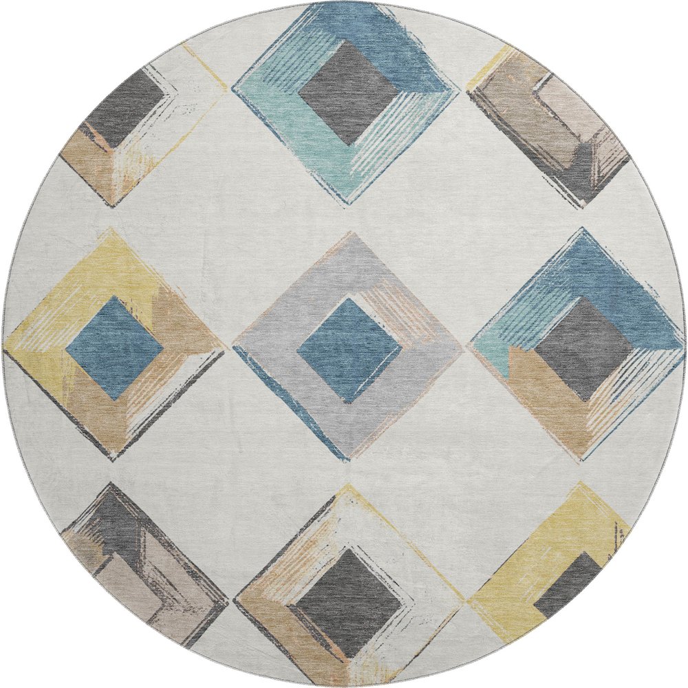 Premium Machine Washable Mayfield AMF2004 Ivory 8' x 8' Round Rug