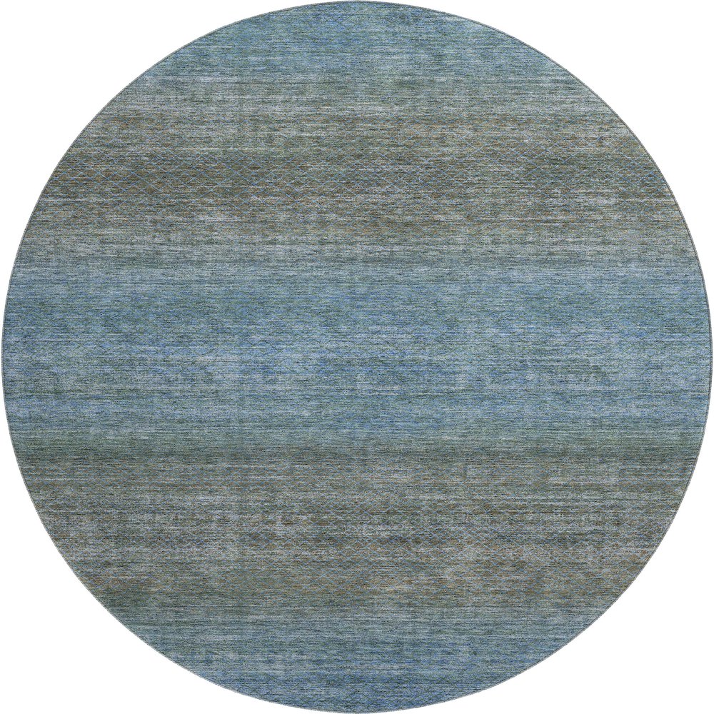 Premium Machine Washable Mayfield AMF2005 Blue 8' x 8' Round Rug