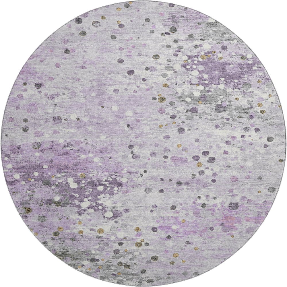 Premium Machine Washable Mayfield AMF2007 Purple 8' x 8' Round Rug