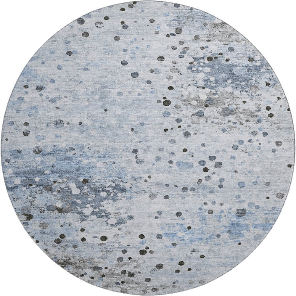Premium Machine Washable Mayfield AMF2007 Blue 8' x 8' Round Rug