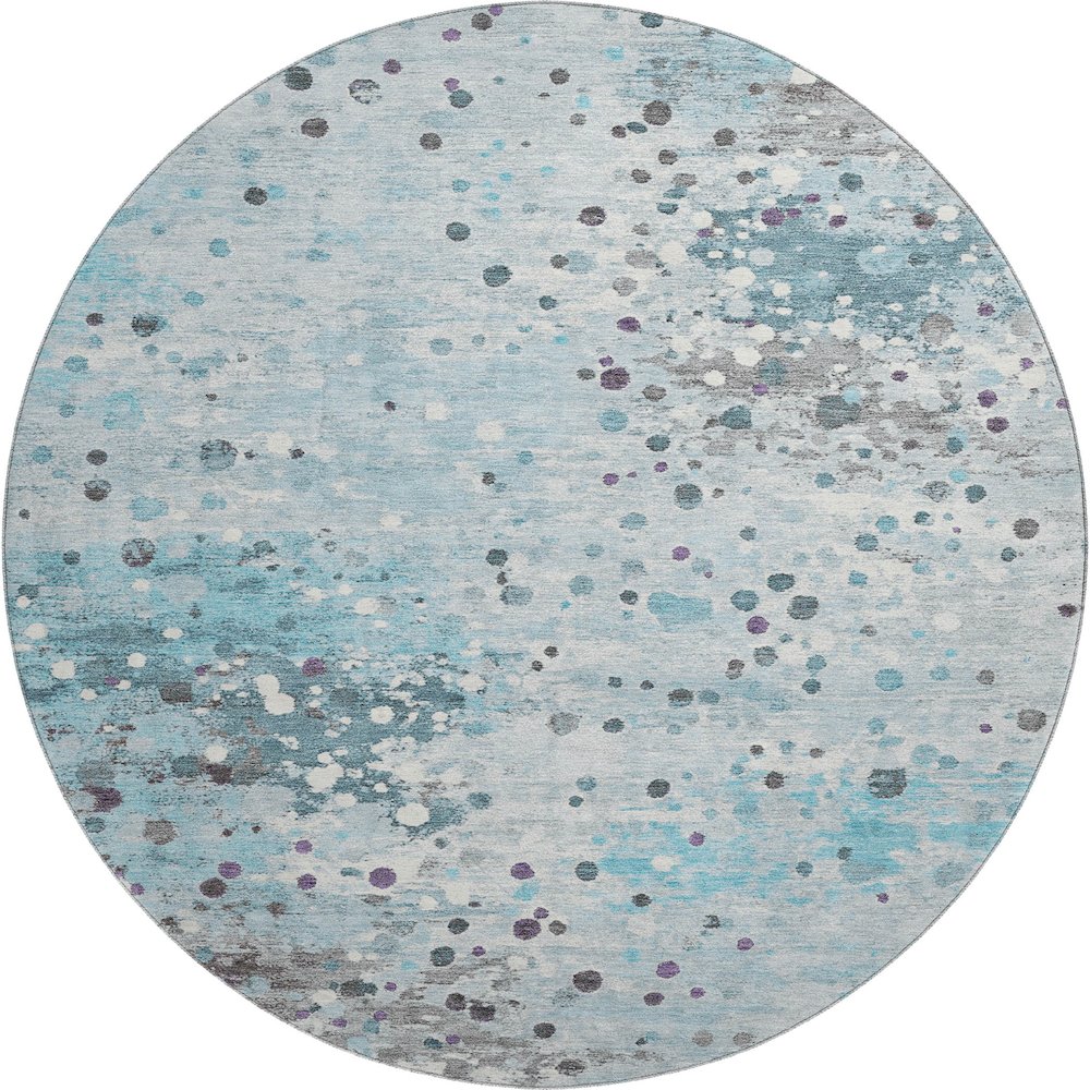 Premium Machine Washable Mayfield AMF2007 Teal 8' x 8' Round Rug