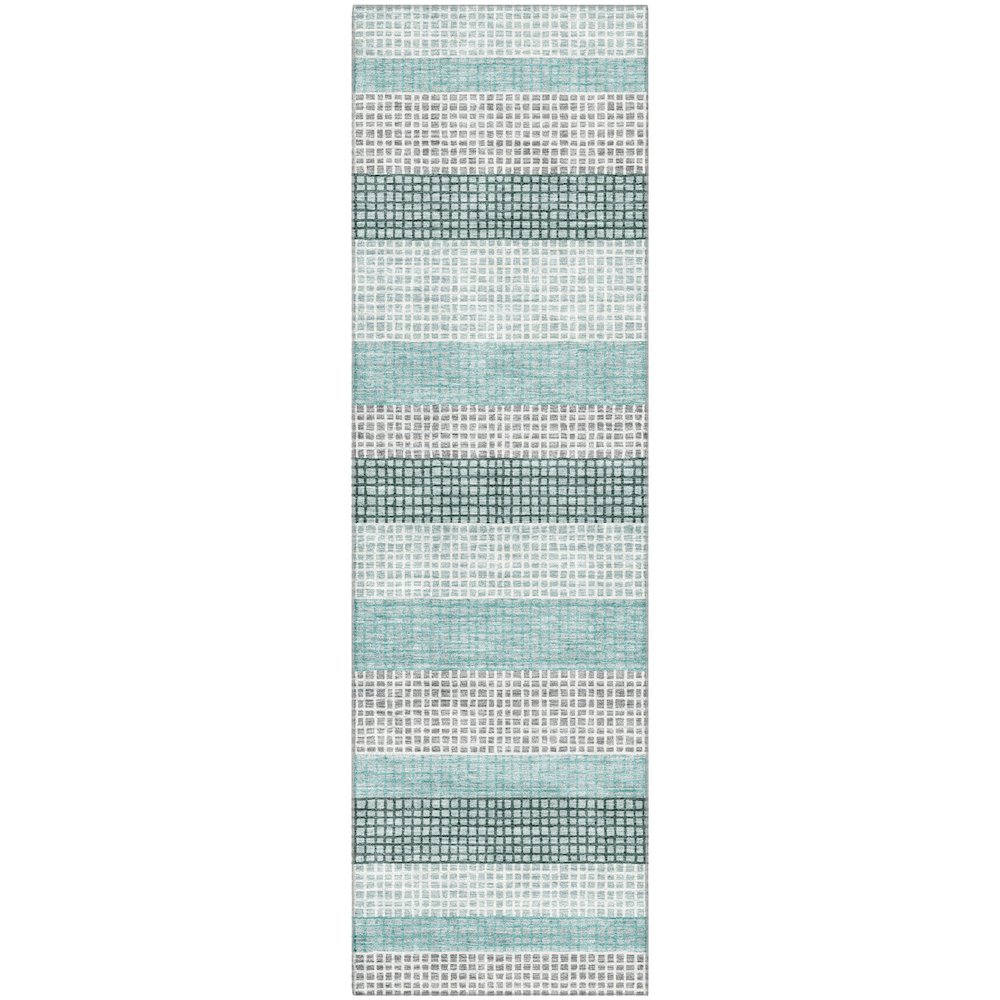 Premium Machine Washable Mayfield AMF2008 Teal 2'3" x 7'6" Runner Rug