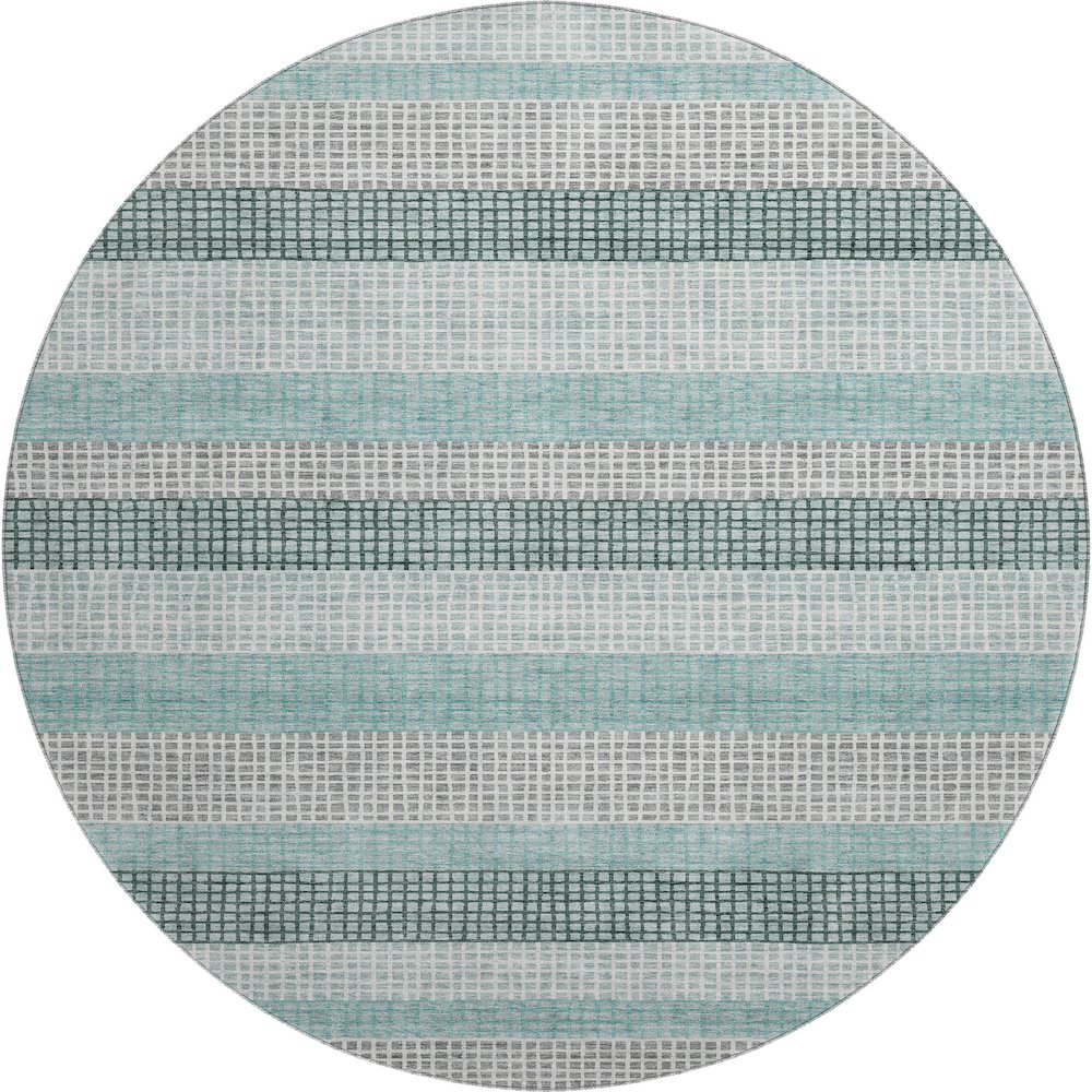 Premium Machine Washable Mayfield AMF2008 Teal 8' x 8' Round Rug