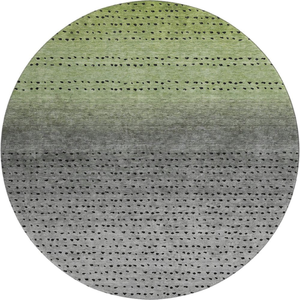 Premium Machine Washable Mayfield AMF2009 Green 8' x 8' Round Rug