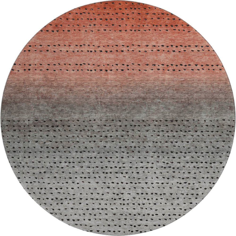 Premium Machine Washable Mayfield AMF2009 Orange 8' x 8' Round Rug