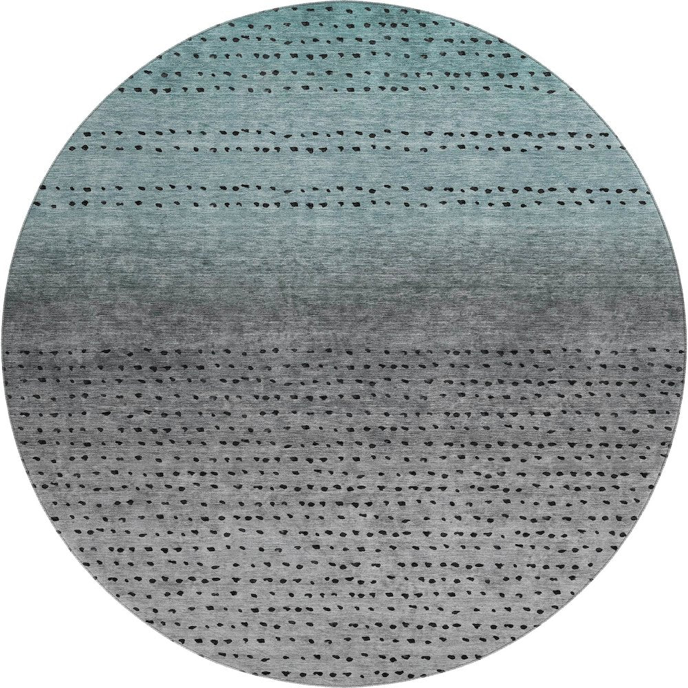Premium Machine Washable Mayfield AMF2009 Teal 8' x 8' Round Rug