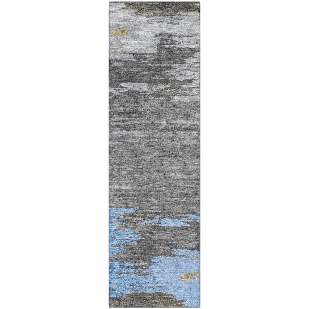 Premium Machine Washable Mayfield AMF2010 Blue 2'3" x 7'6" Runner Rug