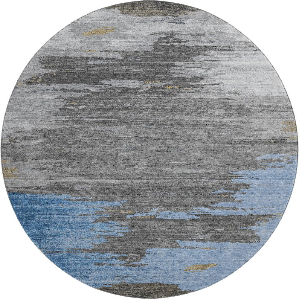 Premium Machine Washable Mayfield AMF2010 Blue 8' x 8' Round Rug