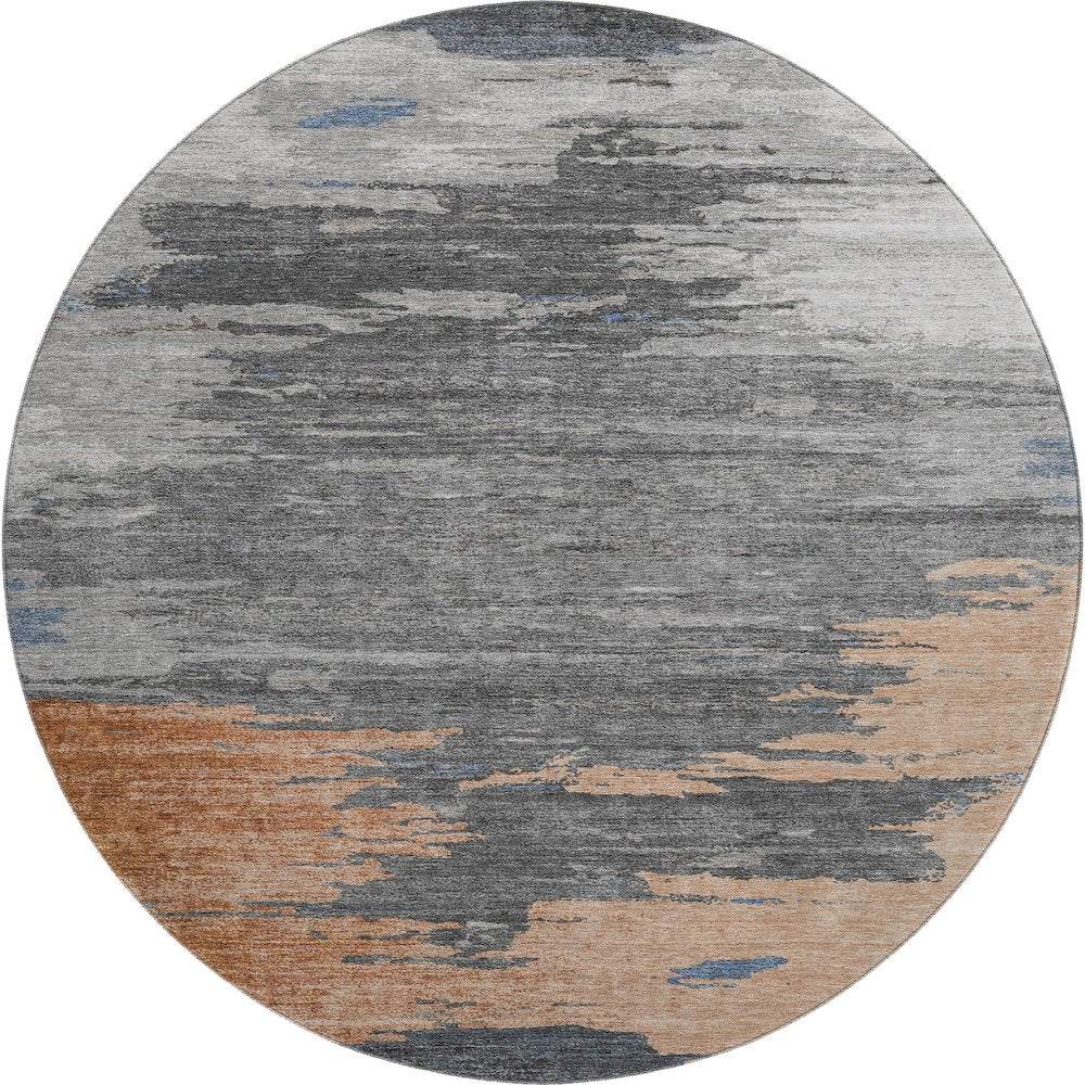 Premium Machine Washable Mayfield AMF2010 Orange 8' x 8' Round Rug