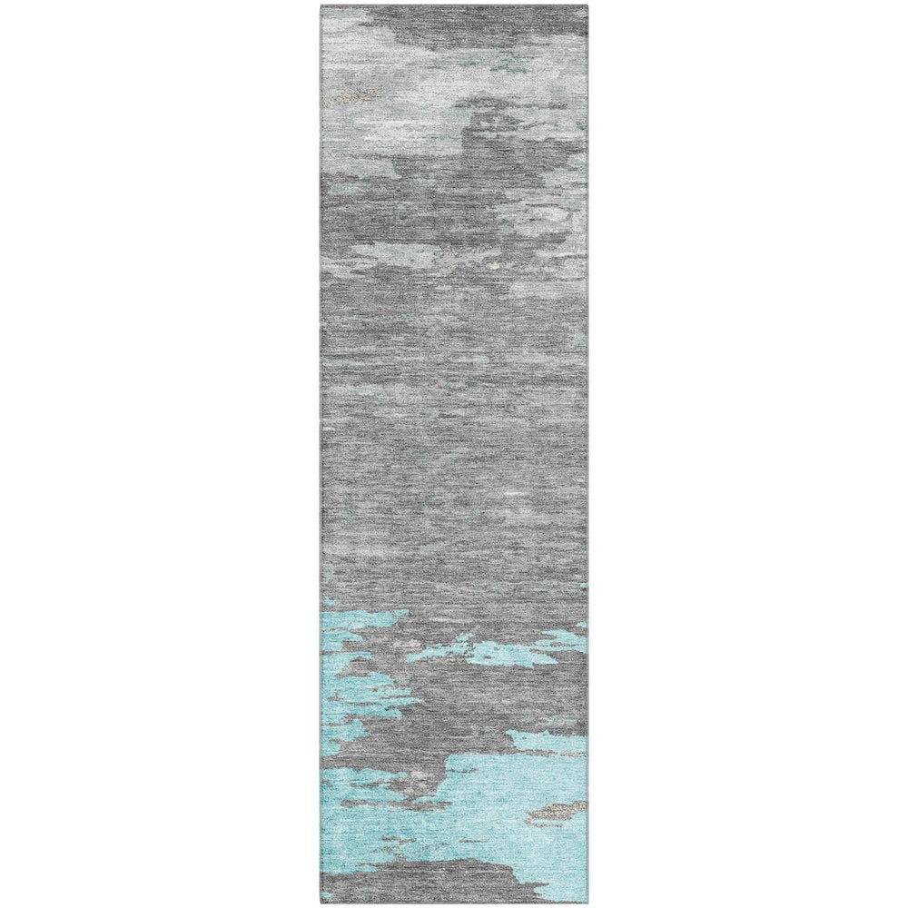 Premium Machine Washable Mayfield AMF2010 Teal 2'3" x 7'6" Runner Rug