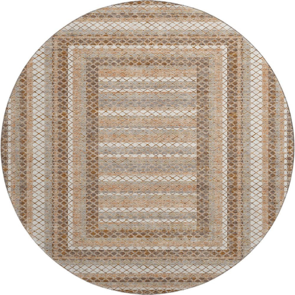 Premium Machine Washable Mayfield AMF2011 Brown 8' x 8' Round Rug