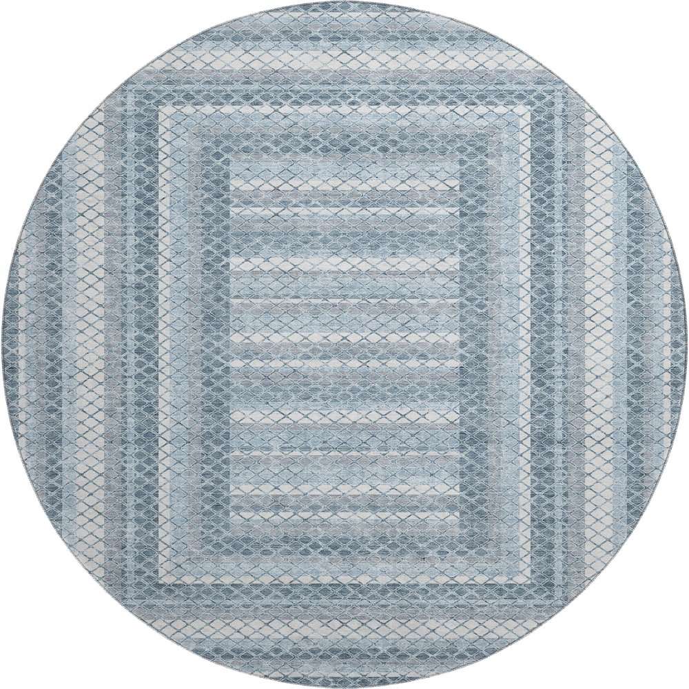 Premium Machine Washable Mayfield AMF2011 Blue 8' x 8' Round Rug