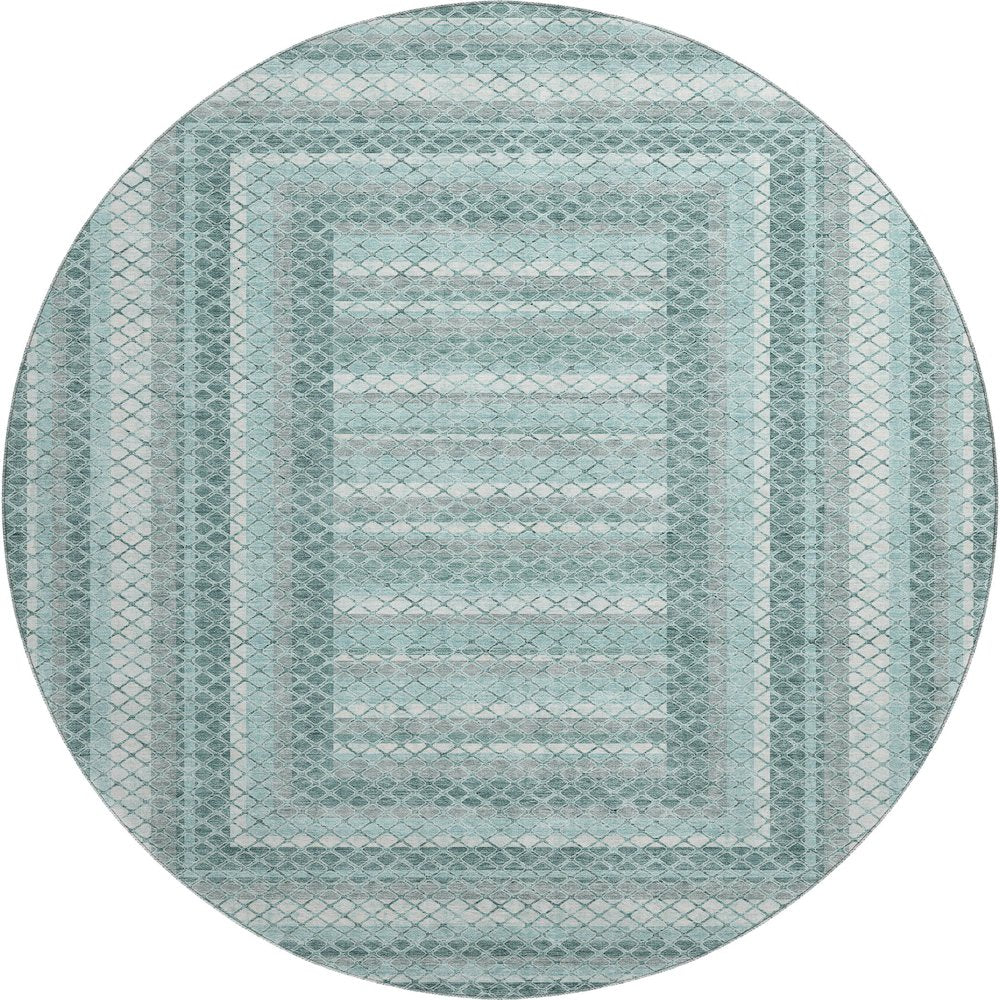 Premium Machine Washable Mayfield AMF2011 Teal 8' x 8' Round Rug